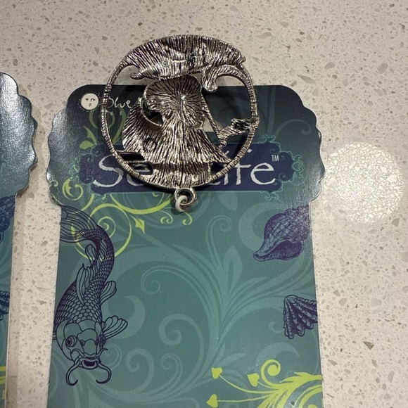 2pc Nautical Bronze Whale & Silver Boat Craft Metal Pendant Blue Moon Seal Life - Picture 7 of 7